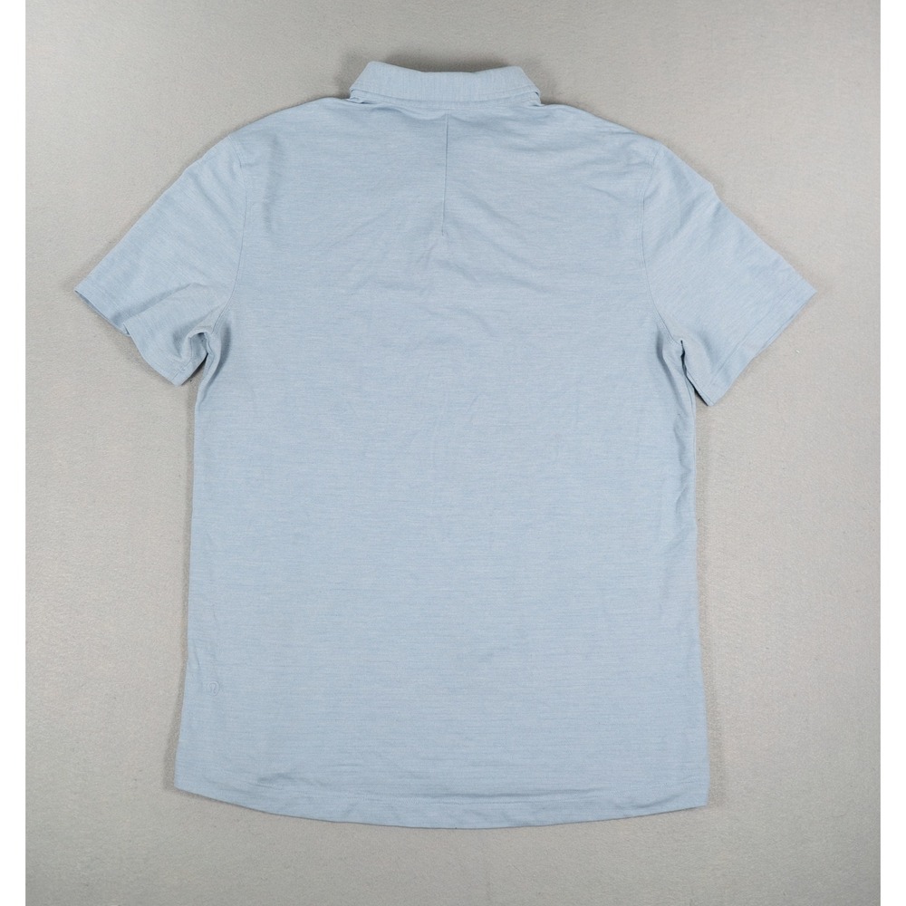 Lululemon Evolution Polo Shirt Mens Light Blue Heathered Short Sleeve Golf Top image 3
